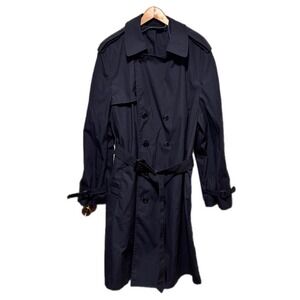 VTG American Apparel Trench Coat Men 48L Navy Blue Military All-Weather Overcoat